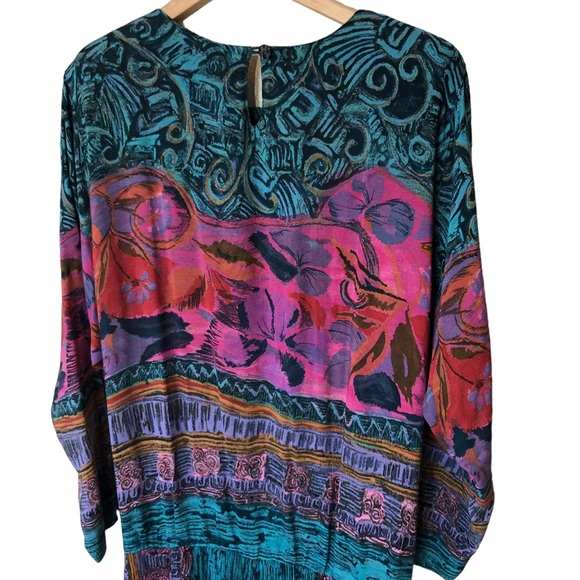 VTG Carole Little Vibrant Print Blouson Drop Waist Dress - Picture 9 of 15